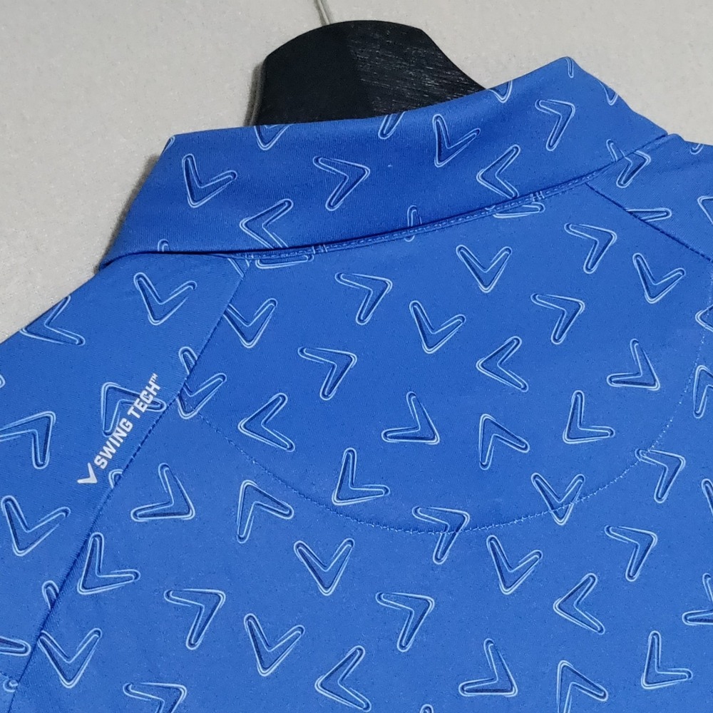 NEW Callaway Golf Polo Shirt Mens Medium All Over Chevron Print Galaxy Blue $70 - Picture 6 of 15